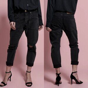 NEW One Teaspoon Saints Boyfriend Jean Double Bass Black Size 26 Button Fly